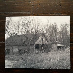 Rustic Abandoned House Black and White Photo